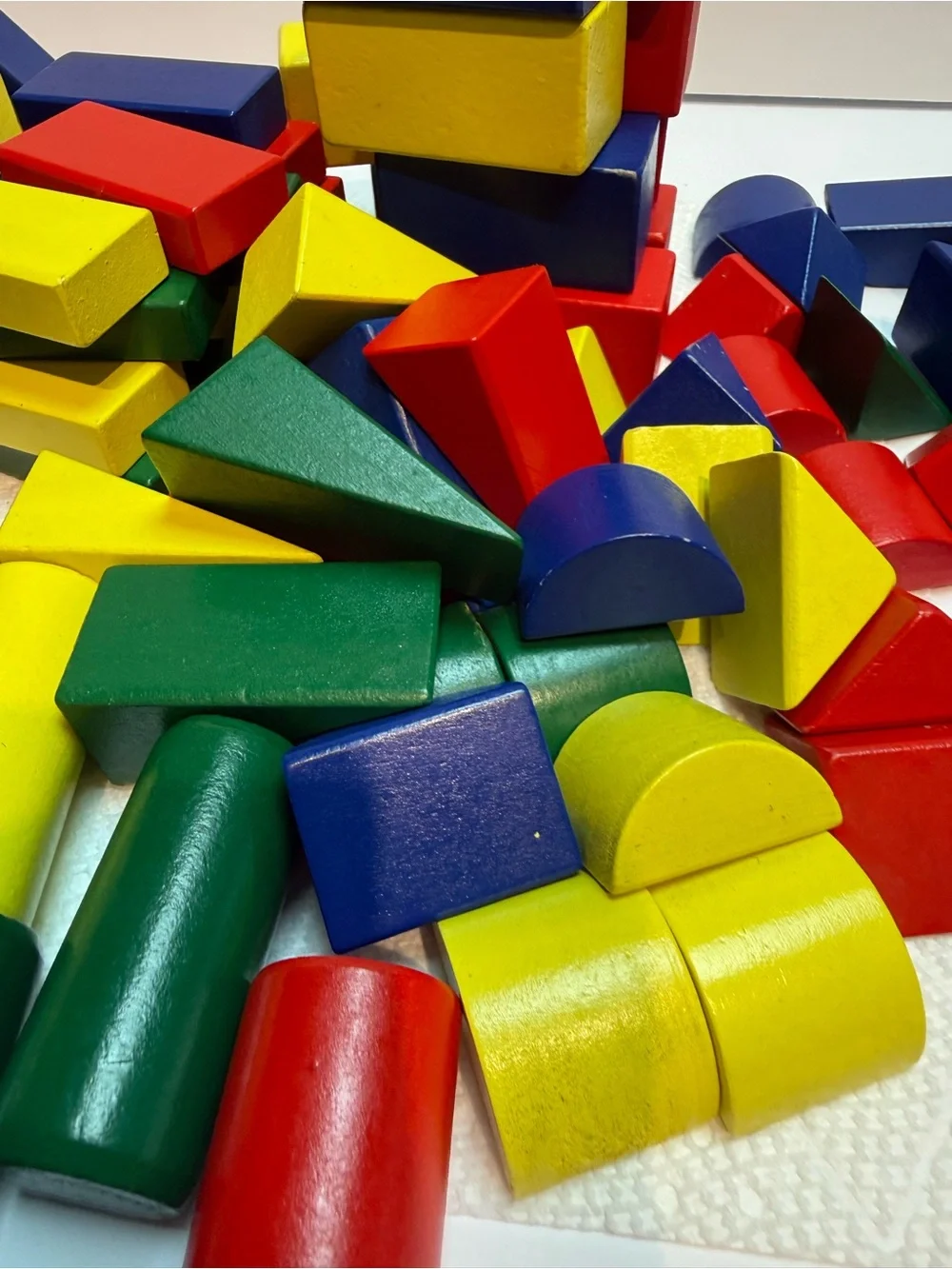 Set of over 100 Multi-Color Wooden Building Blocks